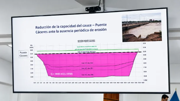 Presentación técnica sobre el caudal del río Piura en el Puente Cáceres